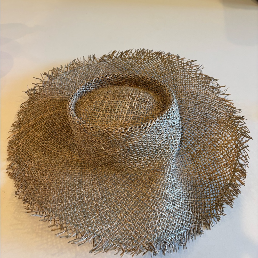 Lack Of Color Natural Beige Woven Fringe Sun Hat
